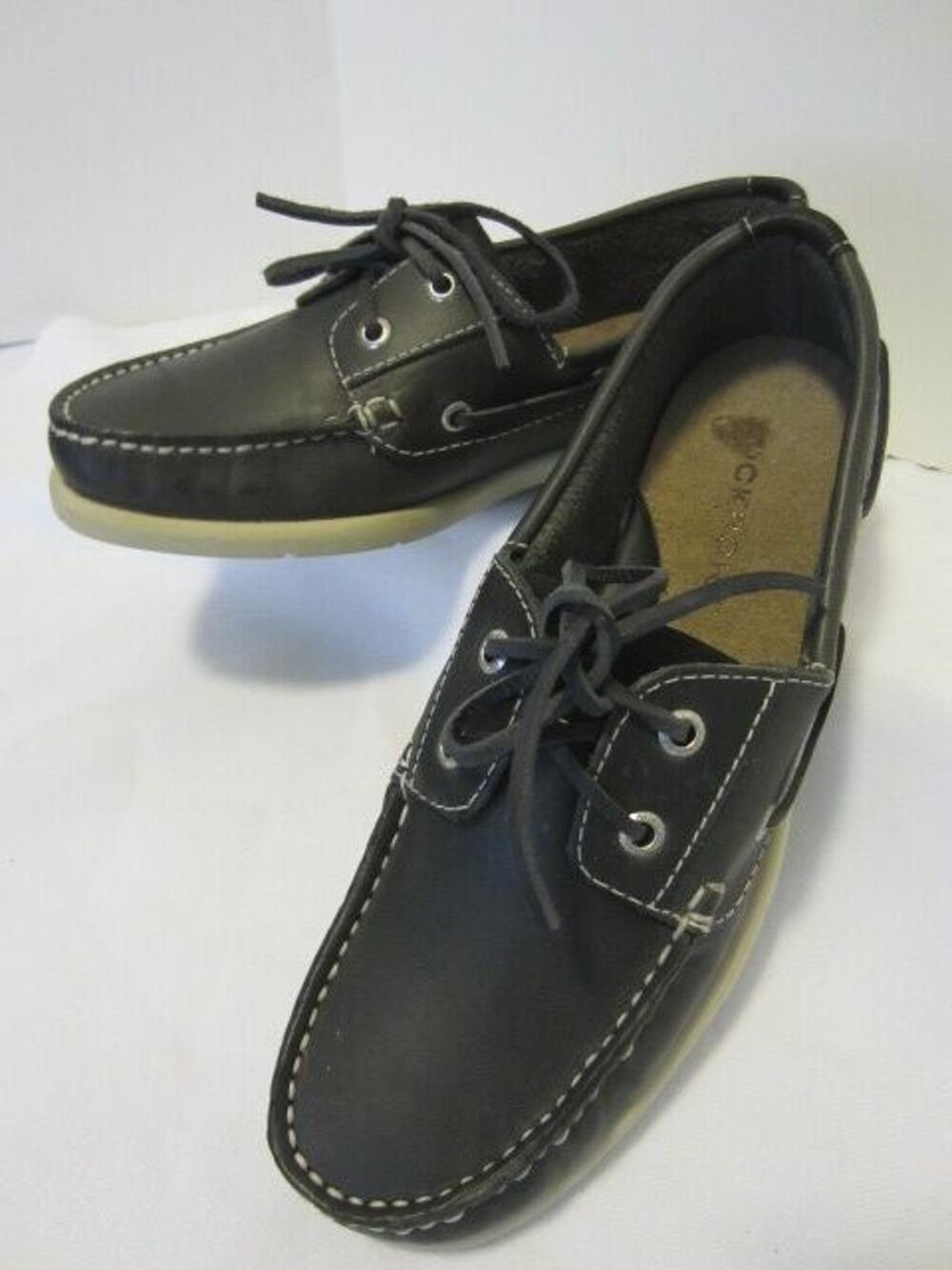 New Rockport Navy Leather Sailing Yachting Boat Shoes Loafers Womens 5.5M